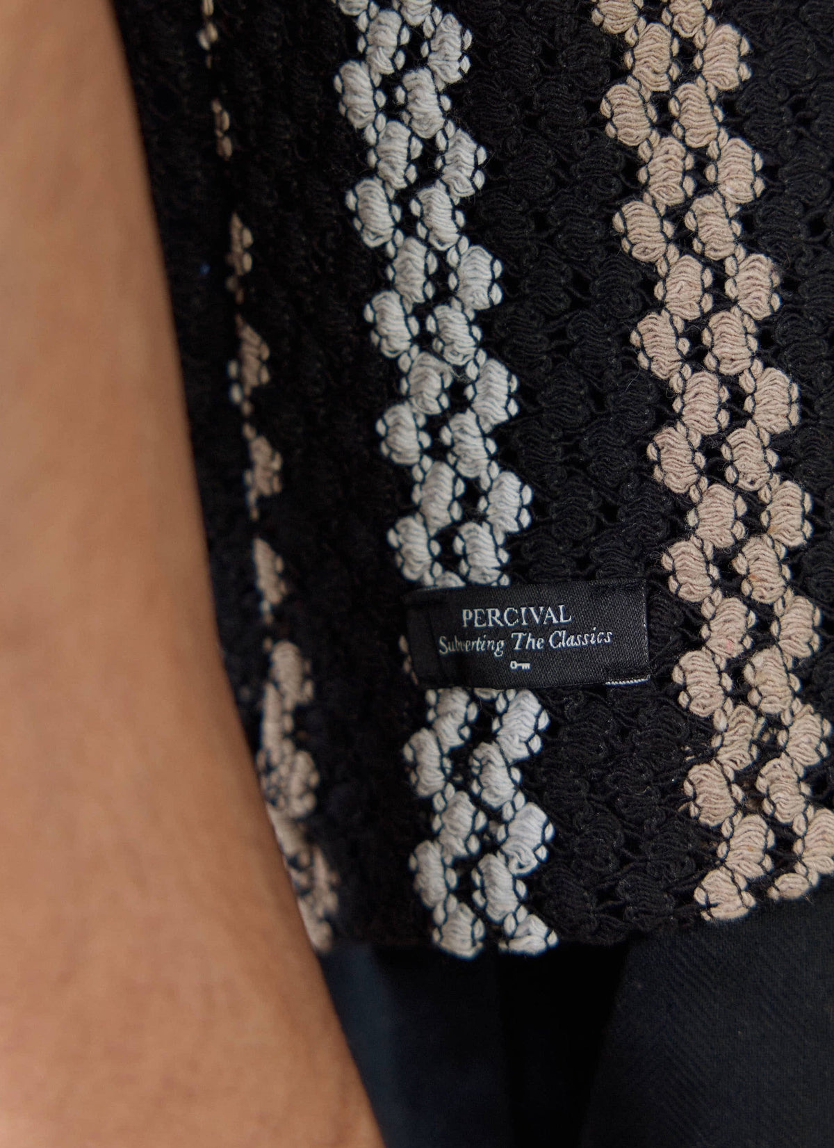 Men's Black Shirt - Wade Crochet Boxy | Percival Trusted