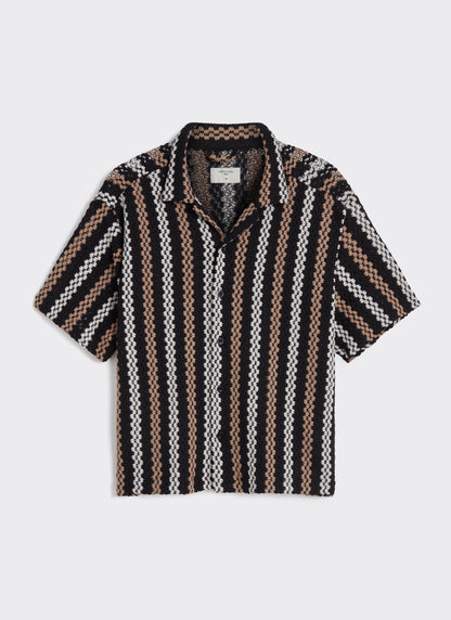 Men's Black Shirt - Wade Crochet Boxy | Percival Trusted