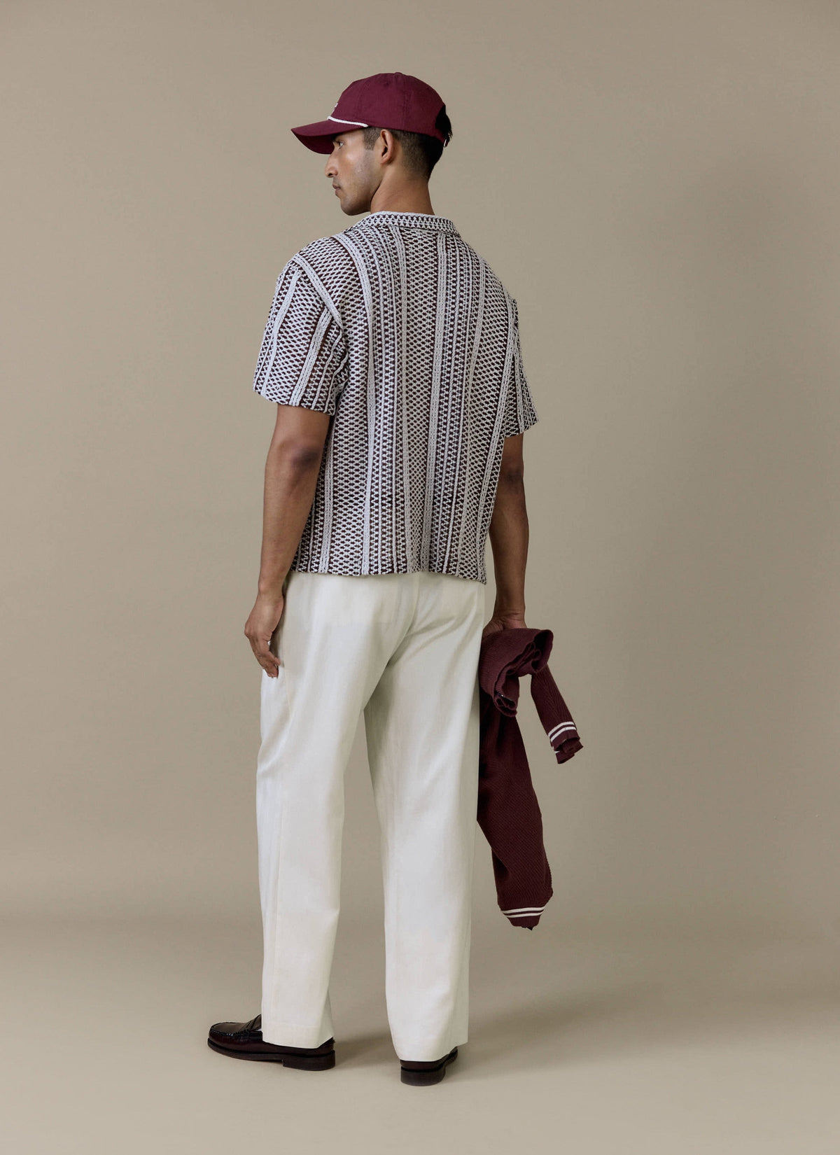 Men's Boxy Crochet Shirt - Hugh - Cotton - Brown | Percival Value