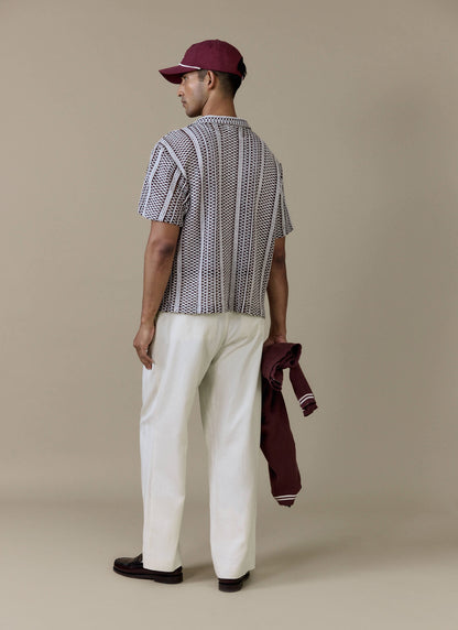 Men's Boxy Crochet Shirt - Hugh - Cotton - Brown | Percival Value
