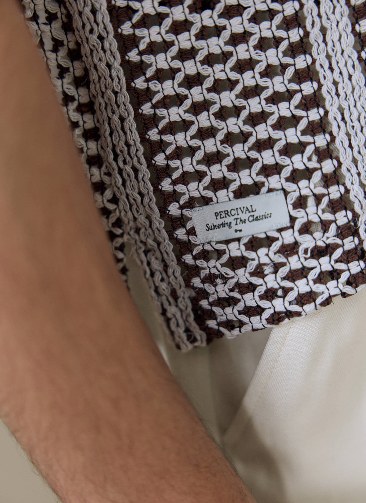 Men's Boxy Crochet Shirt - Hugh - Cotton - Brown | Percival Value