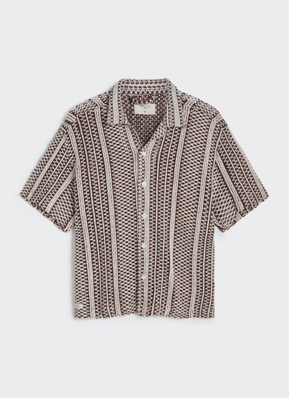 Men's Boxy Crochet Shirt - Hugh - Cotton - Brown | Percival Value
