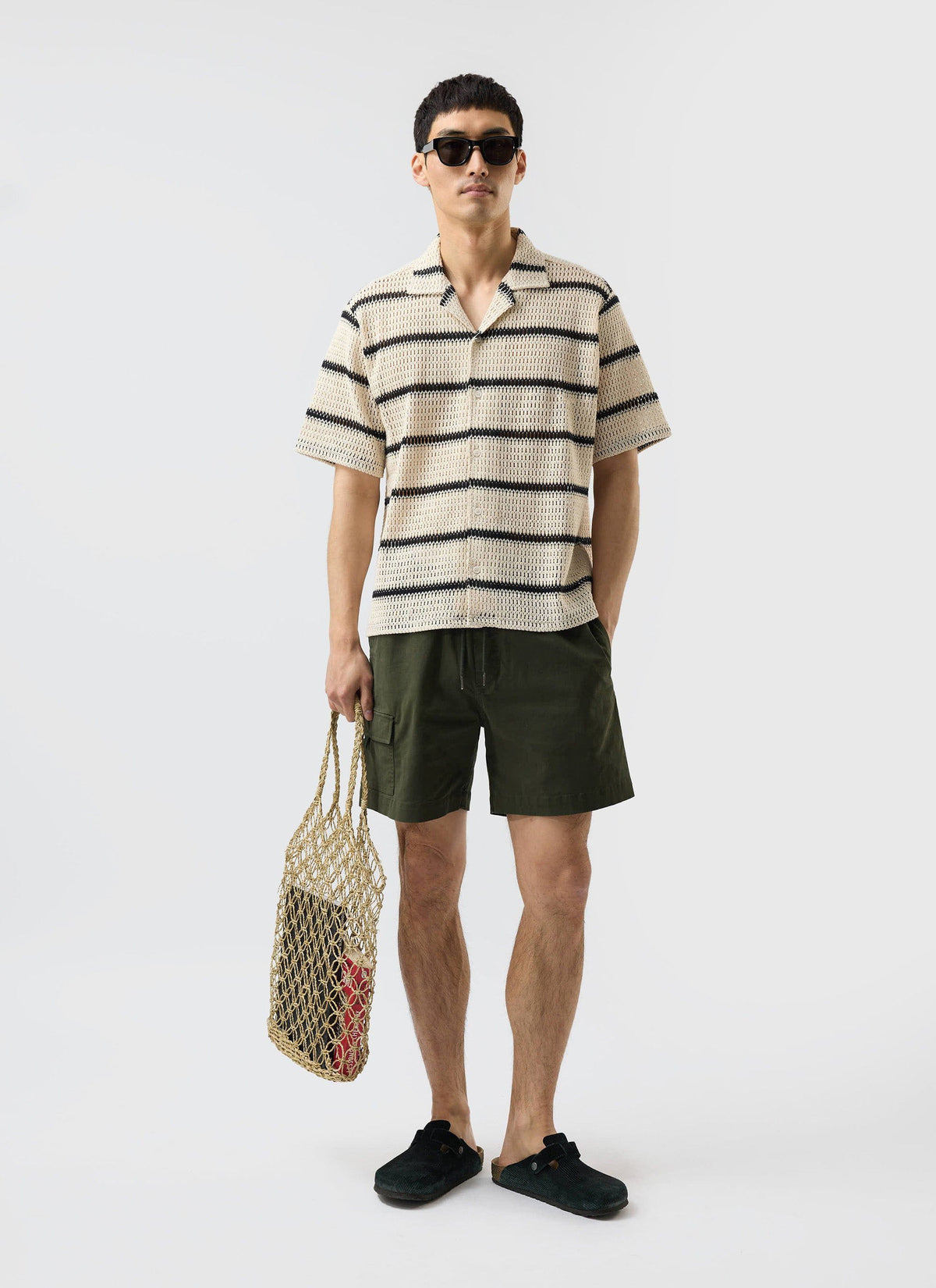 Men's Crochet Cuban Shirt: Clonk Groundsman - Ecru Cream | Percival Sale