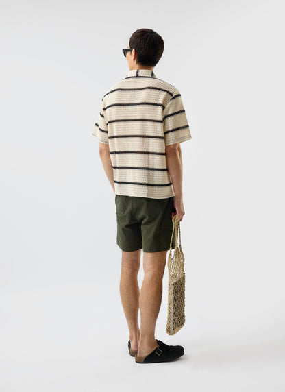 Men's Crochet Cuban Shirt: Clonk Groundsman - Ecru Cream | Percival Sale
