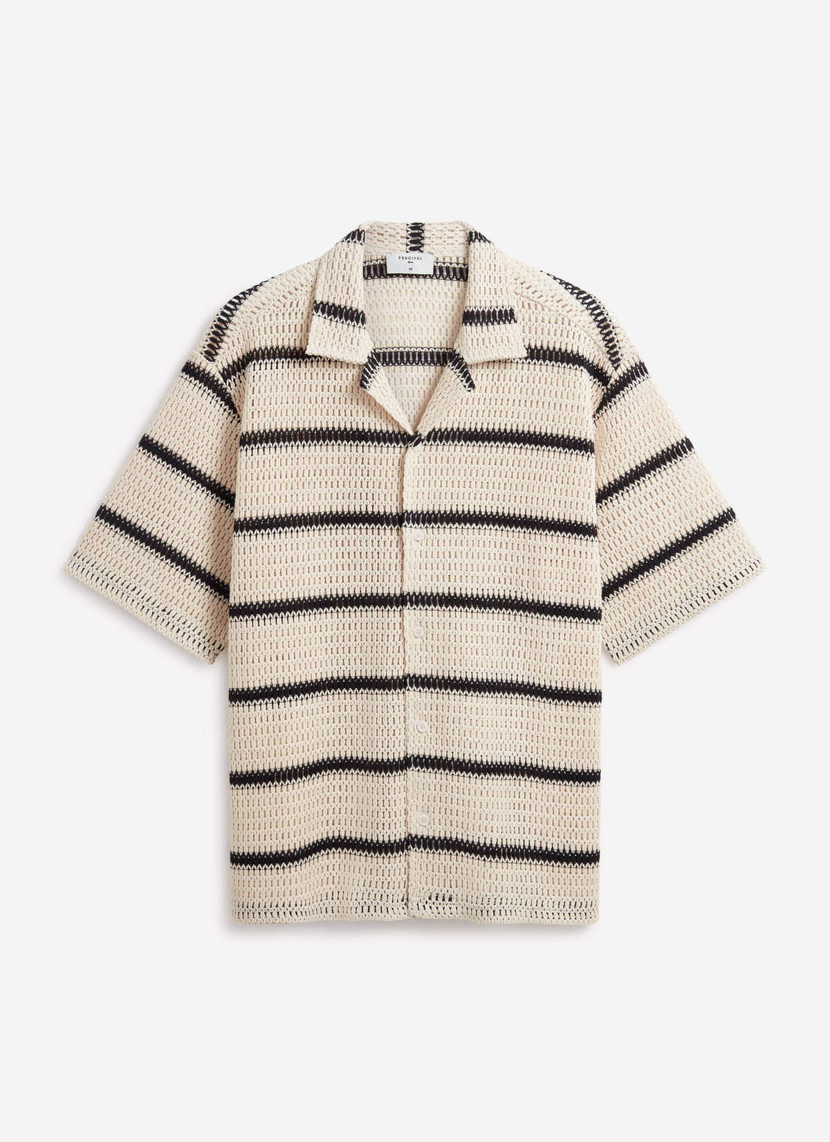 Men's Crochet Cuban Shirt: Clonk Groundsman - Ecru Cream | Percival Sale