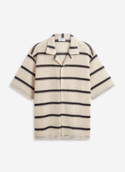 Men's Crochet Cuban Shirt: Clonk Groundsman - Ecru Cream | Percival Sale