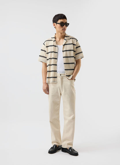 Men's Crochet Cuban Shirt: Clonk Groundsman - Ecru Cream | Percival Sale