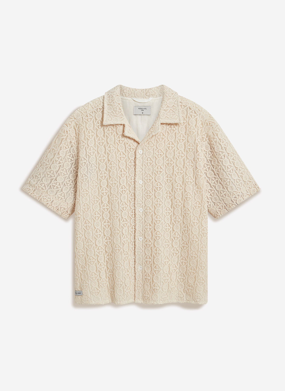 Men's Crochet Cuban Shirt: Elio - Ecru Cream | Percival Best Price