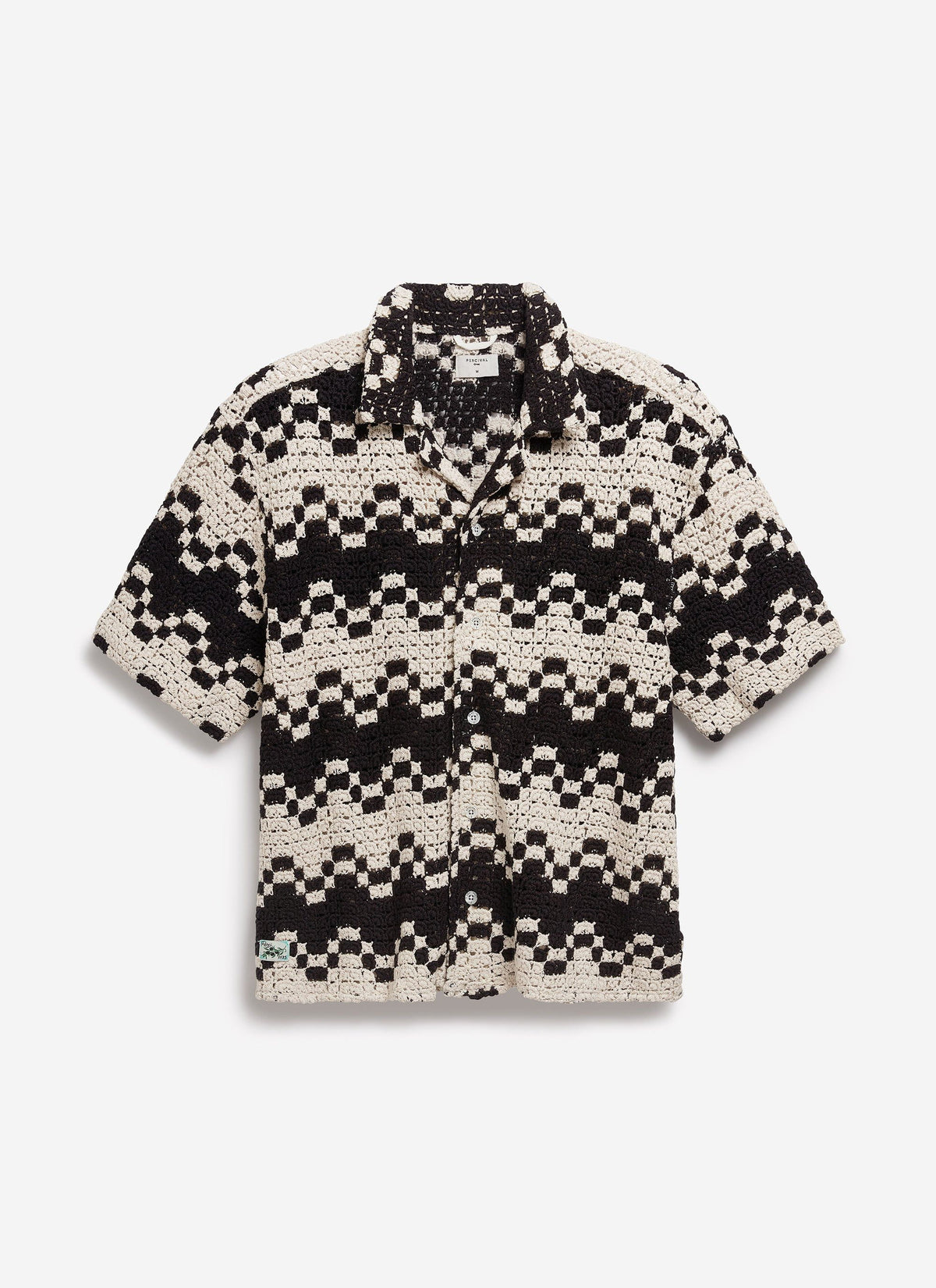 Men's Crochet Cuban Collar Shirt - Naples - Ecru Cream | Percival Best Price