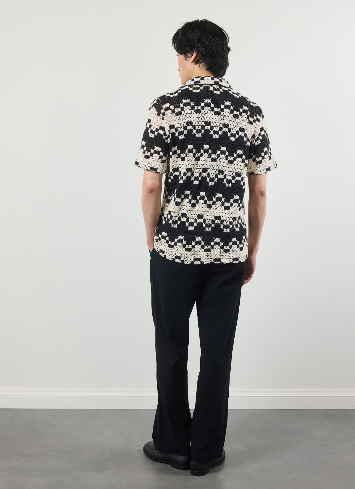 Men's Crochet Cuban Collar Shirt - Naples - Ecru Cream | Percival Best Price