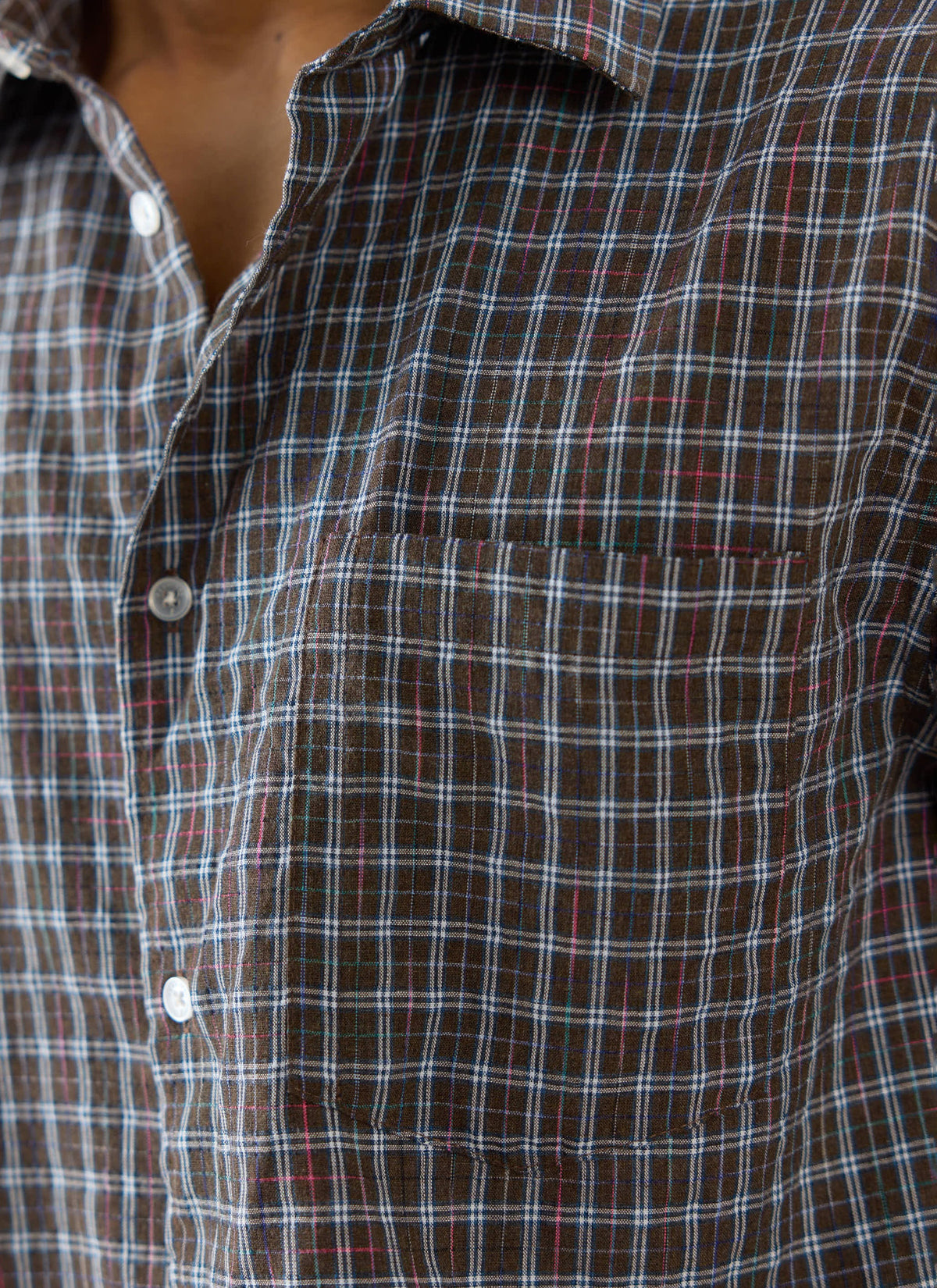 Men's Check Boxy Shirt - Hinsley - 100% Cotton - Brown | Percival Smart Buy