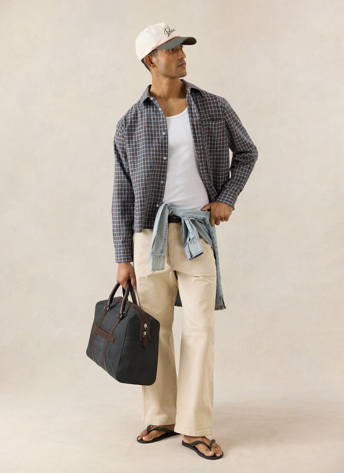 Men's Check Boxy Shirt - Hinsley - 100% Cotton - Brown | Percival Smart Buy
