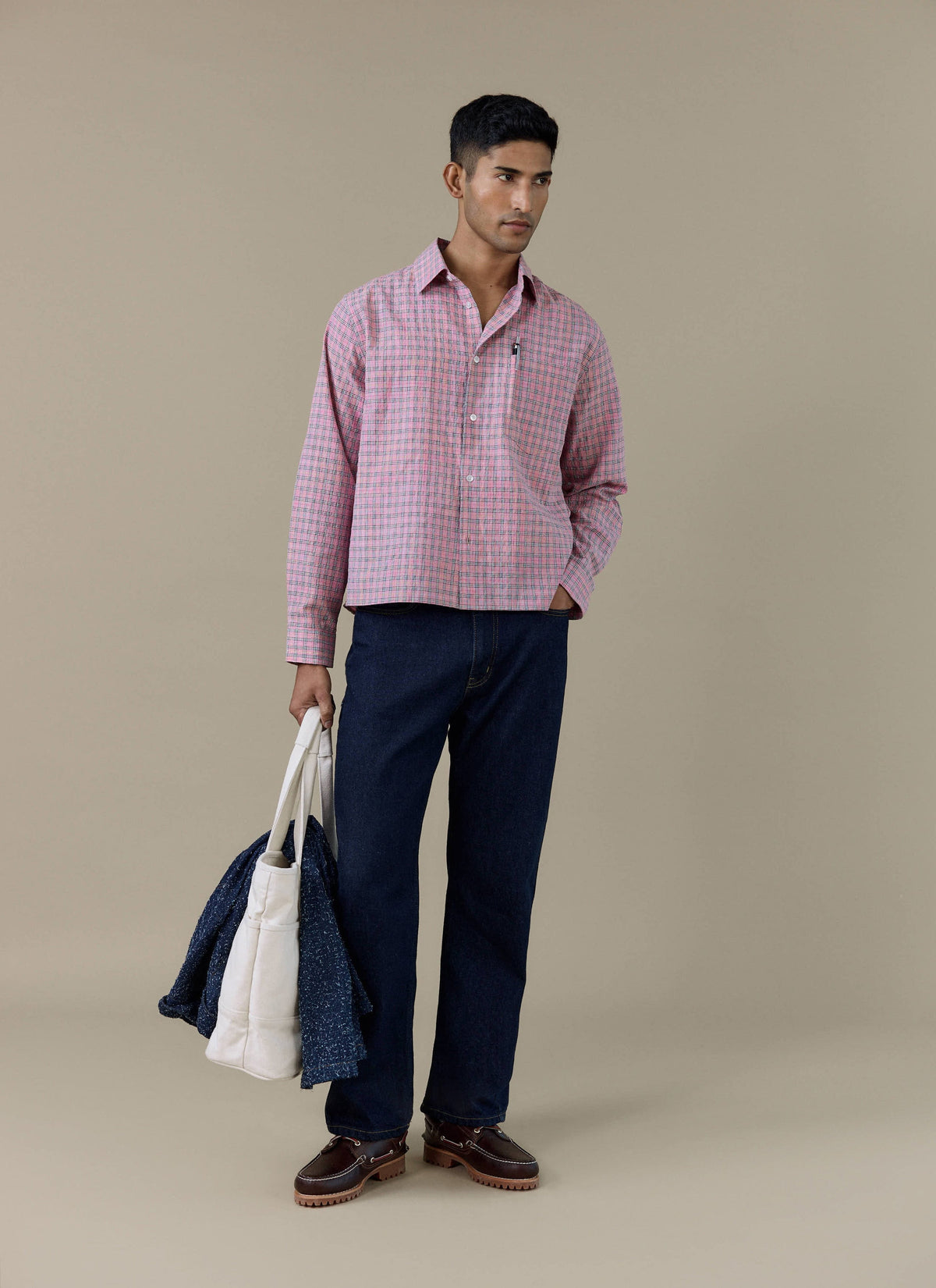 Men's Pink Check Shirt - Hinsley - Cotton | Percival Deals