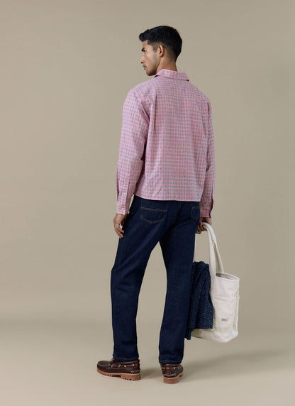 Men's Pink Check Shirt - Hinsley - Cotton | Percival Deals