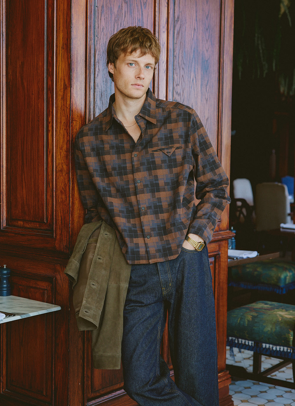 Hinsley Boxy Sleeve Shirt - Brown Check - Percival | Percival Customer Favorite