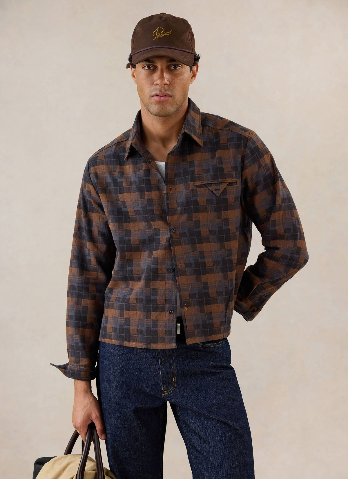 Hinsley Boxy Sleeve Shirt - Brown Check - Percival | Percival Customer Favorite