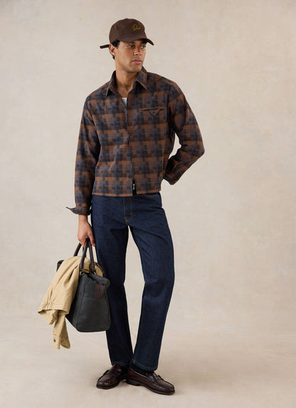 Hinsley Boxy Sleeve Shirt - Brown Check - Percival | Percival Customer Favorite