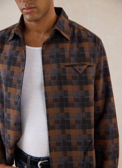 Hinsley Boxy Sleeve Shirt - Brown Check - Percival | Percival Customer Favorite