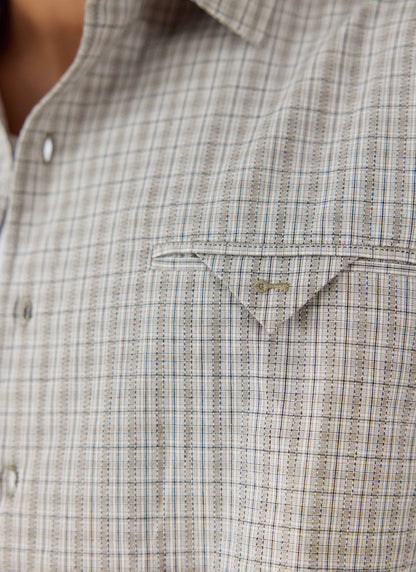 Men's Check Shirt: Hinsley - Cotton - Cream Check - Percival | Percival Sale
