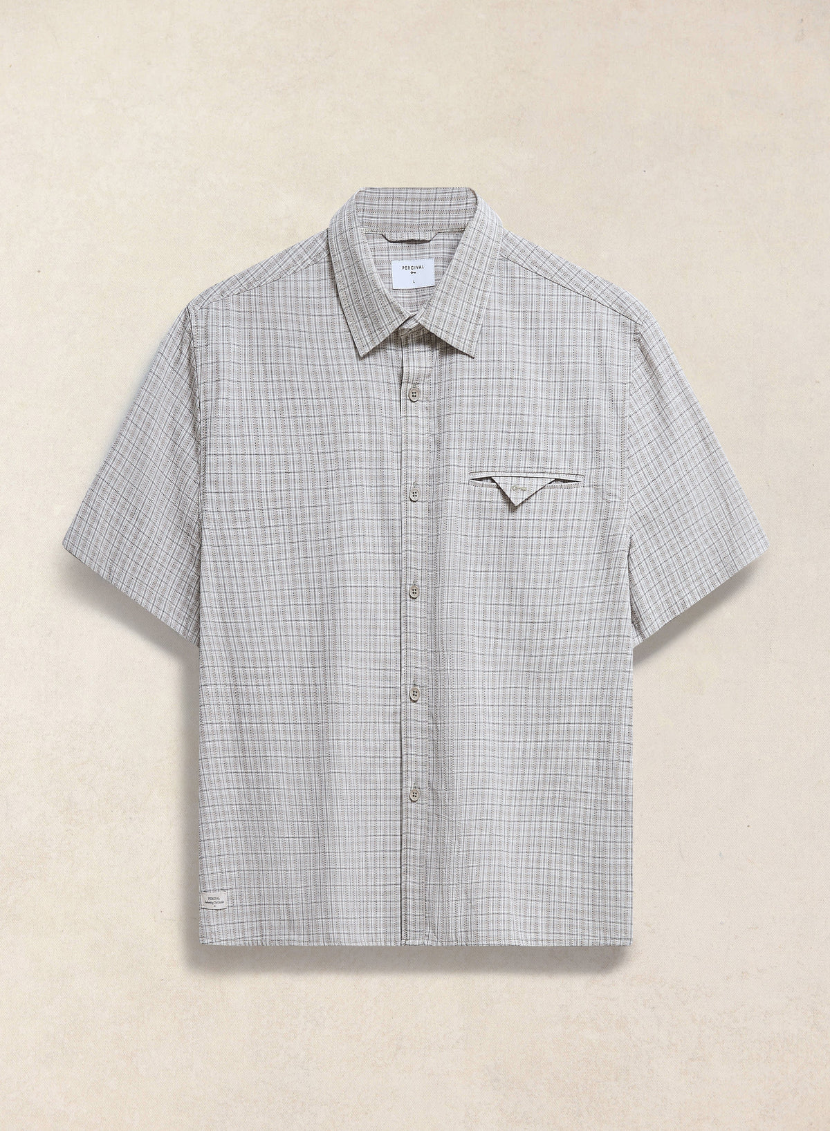 Men's Boxy Short Sleeve Shirt - Cotton - Cream Check - Percival | Percival Special Offer