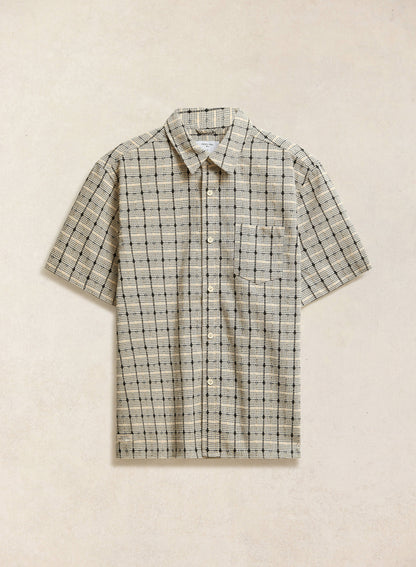 Men's Short Sleeve Check Shirt: Bayley - Cotton - Cream - Percival | Percival Trending