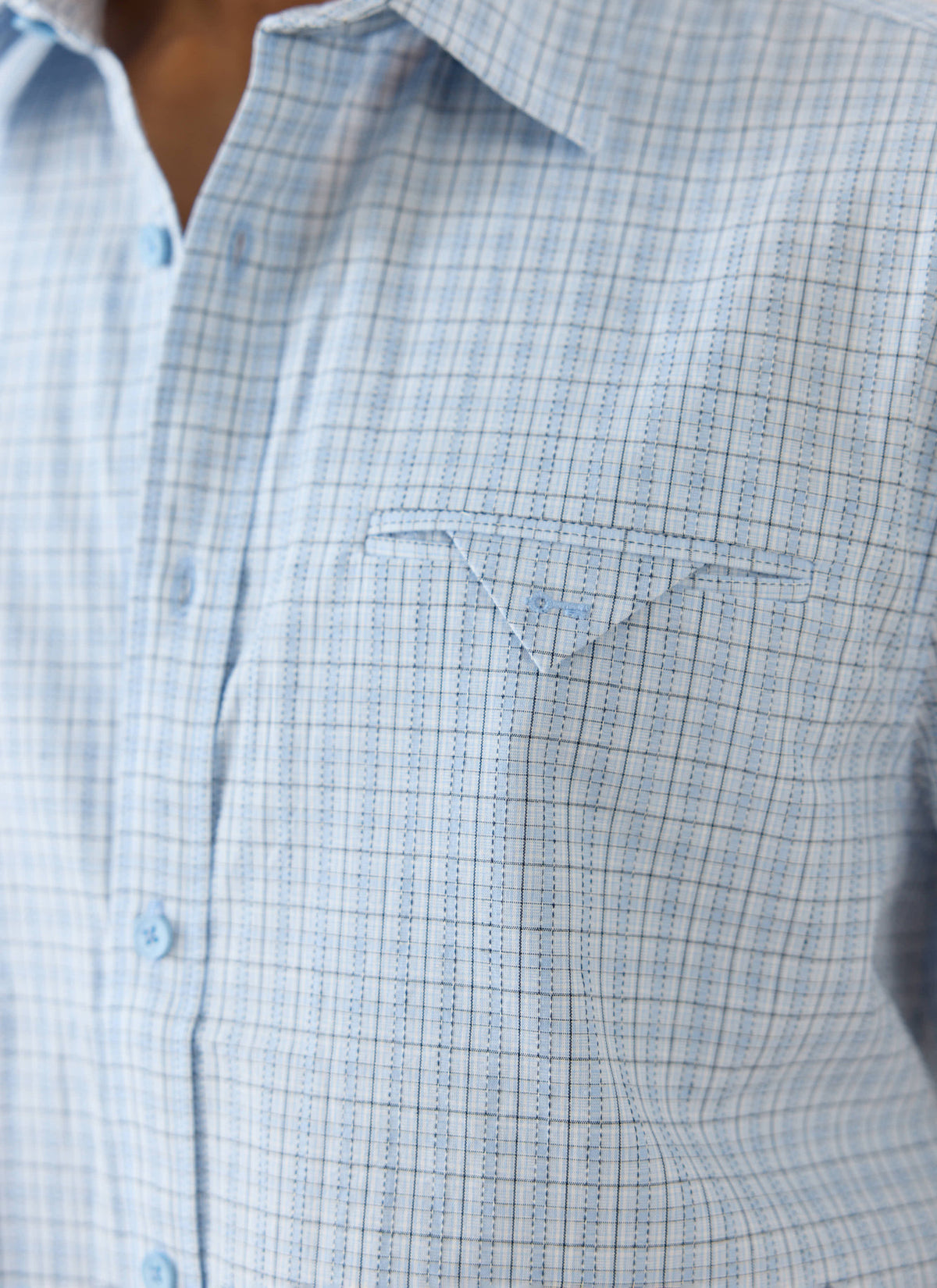 Men's Boxy Short Sleeve Shirt - Cotton - Blue Check - Percival | Percival Recommended