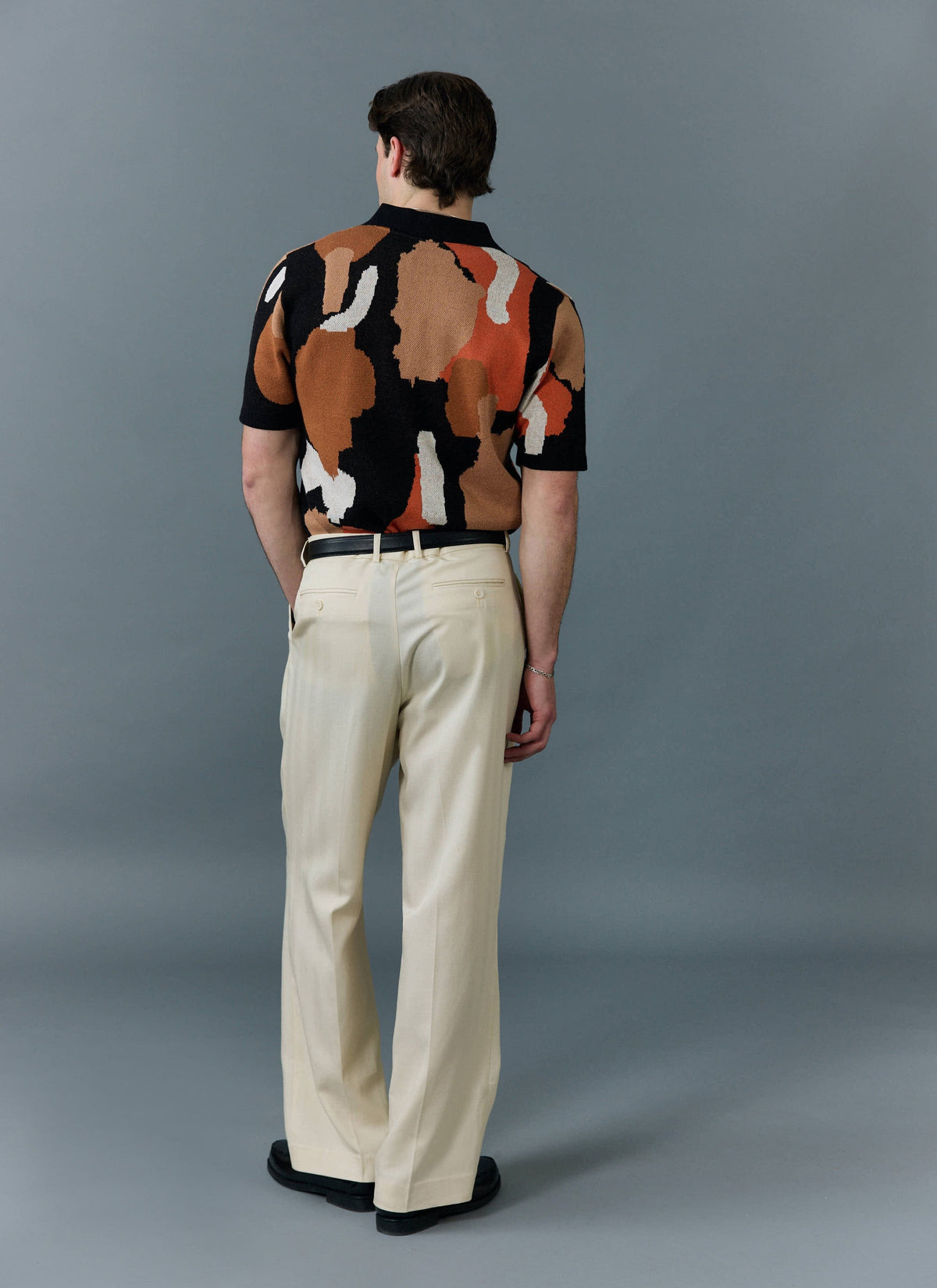 Men's Knitted Shirt Sleeve Shirt - Jacquard - Multicolour | Percival Popular