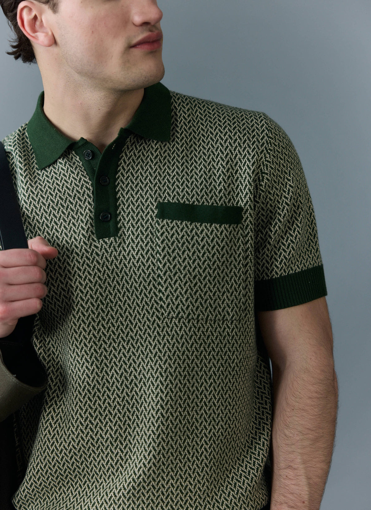 Men's Knitted Polo Shirt - Casa Martini - Forest Green | Percival Value