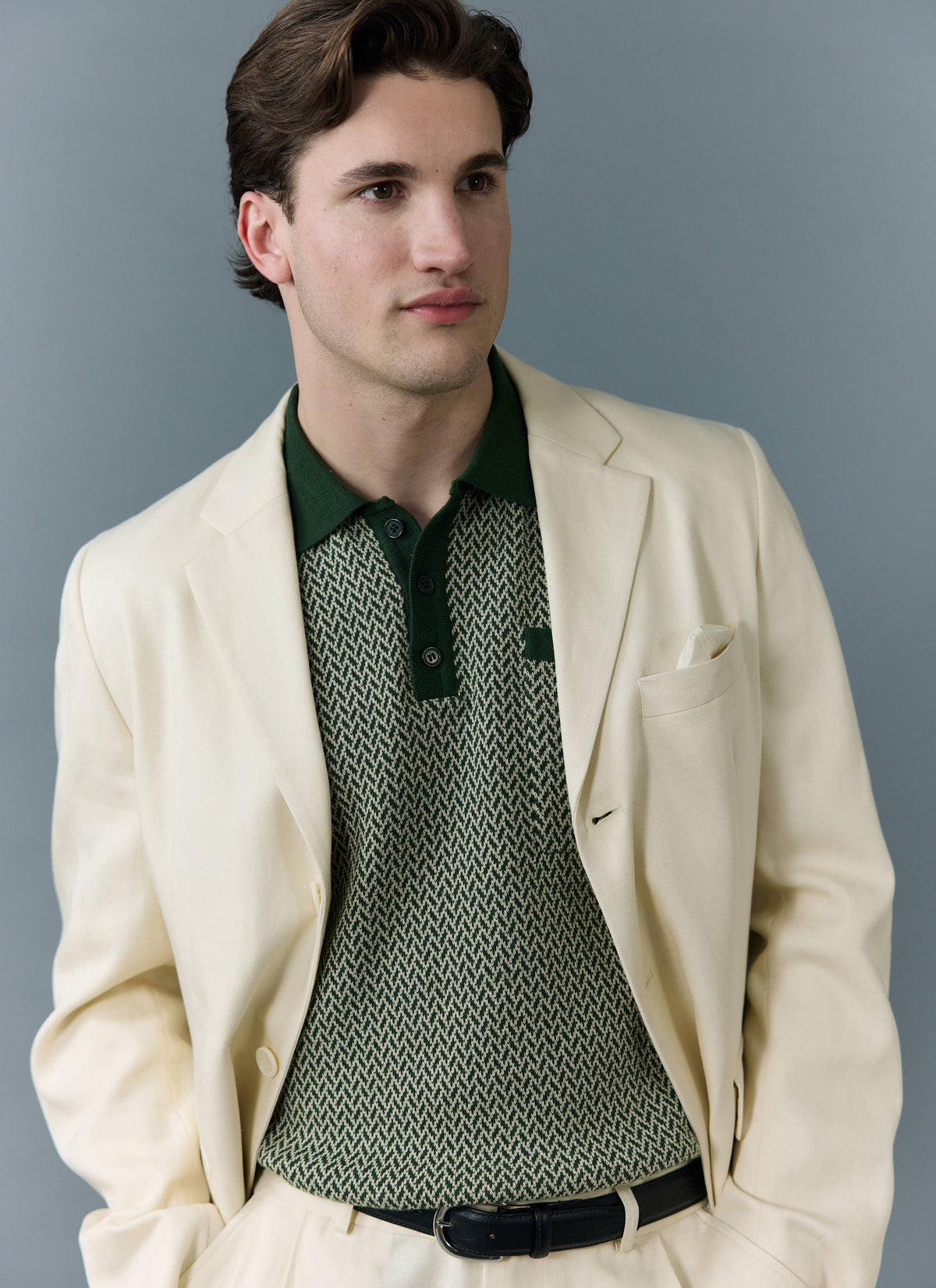 Men's Knitted Polo Shirt - Casa Martini - Forest Green | Percival Value
