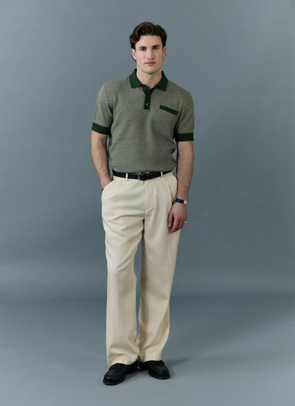 Men's Knitted Polo Shirt - Casa Martini - Forest Green | Percival Value