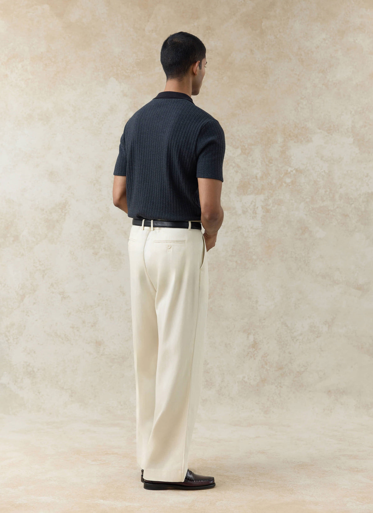 Men's Knitted Polo Shirt - Anthony - Cotton Blend - Black | Percival Everyday