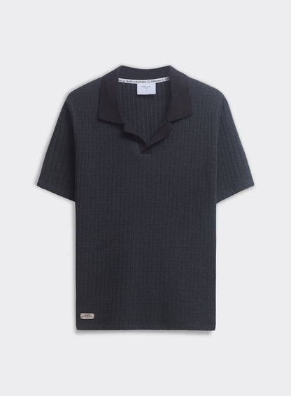 Men's Knitted Polo Shirt - Anthony - Cotton Blend - Black | Percival Everyday