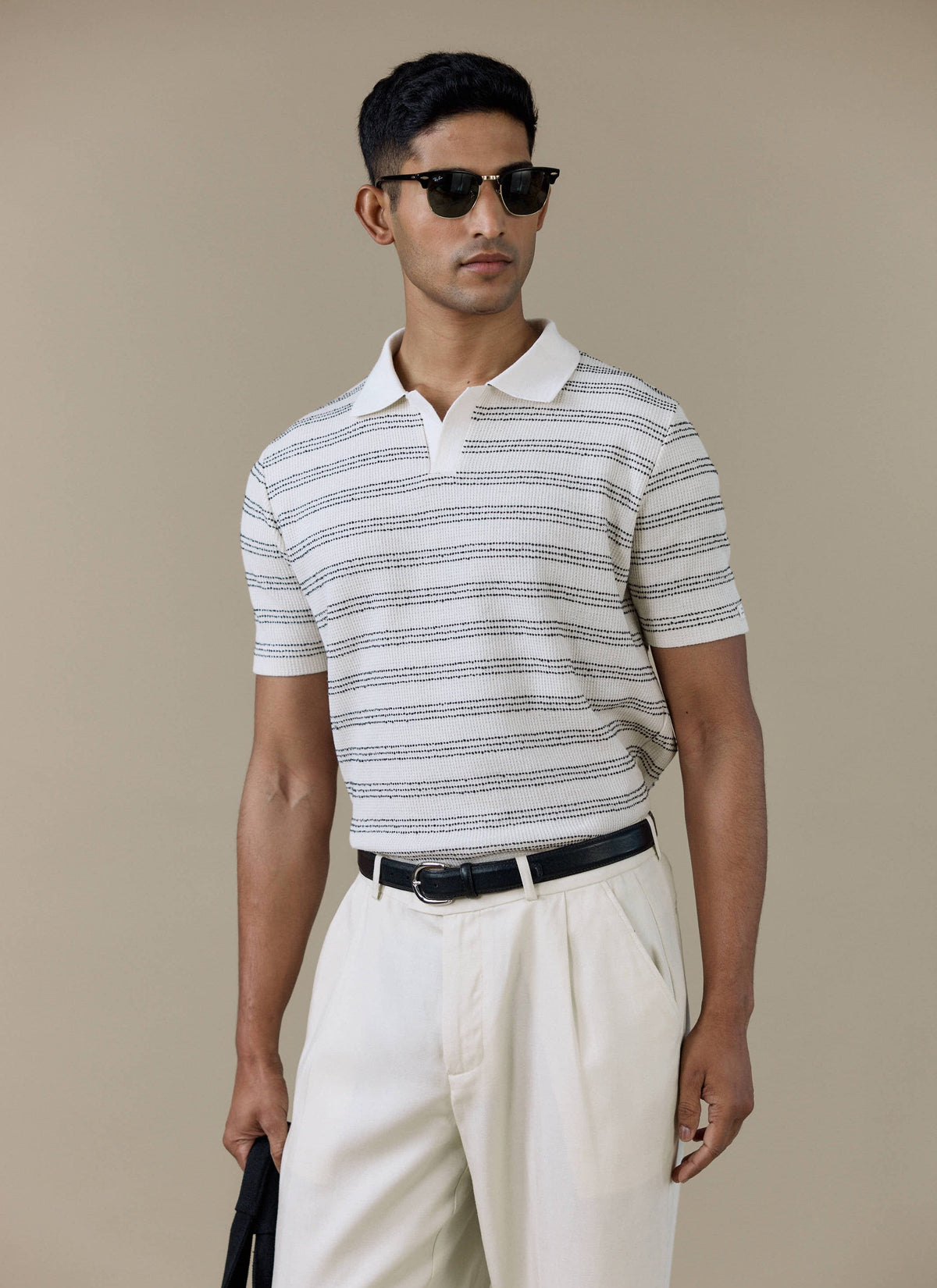 Men's Knitted Polo Shirt - Laurent - Cotton - Black | Percival Trusted