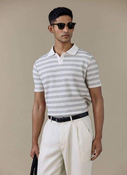 Men's Knitted Polo Shirt - Laurent - Cotton - Black | Percival Trusted