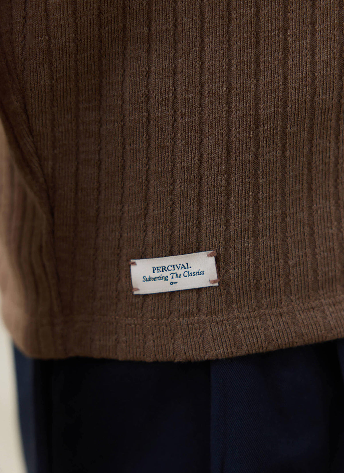 Men's Knitted Polo Shirt - Anthony - Cotton Blend - Brown | Percival Quality