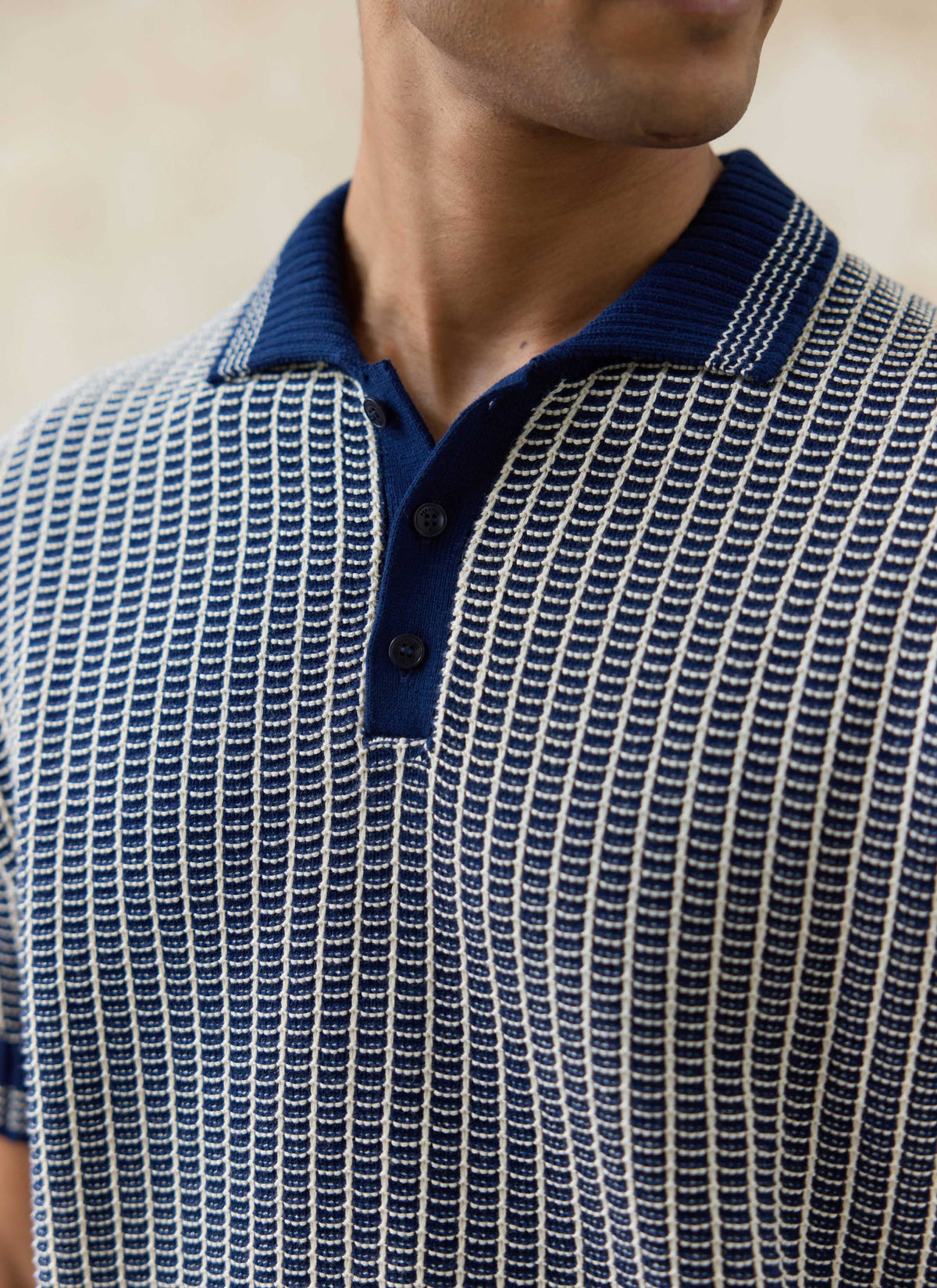 Men's Knitted Polo Shirt: Claude - Cotton - Navy Blue | Percival Classic