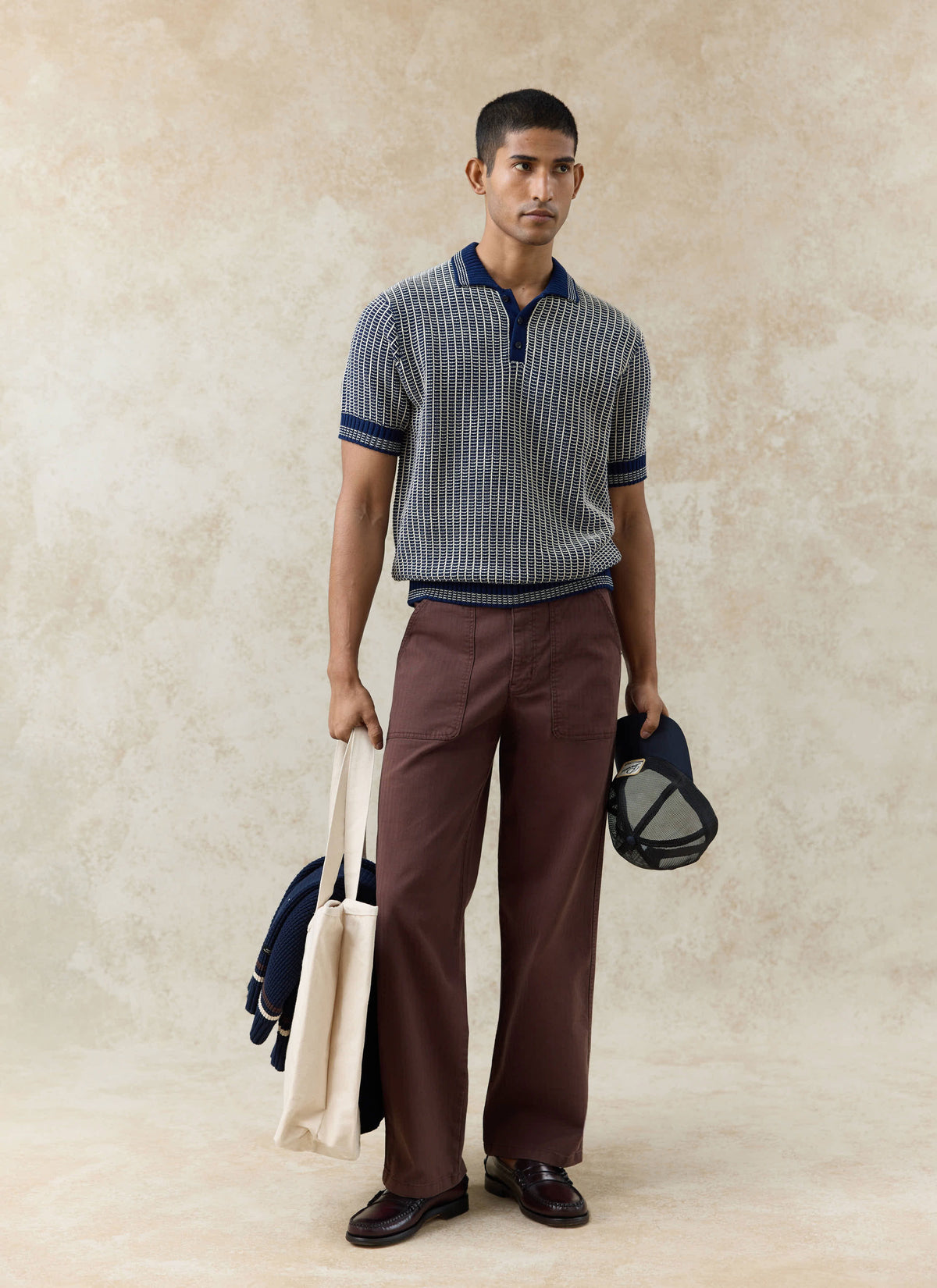 Men's Knitted Polo Shirt: Claude - Cotton - Navy Blue | Percival Classic