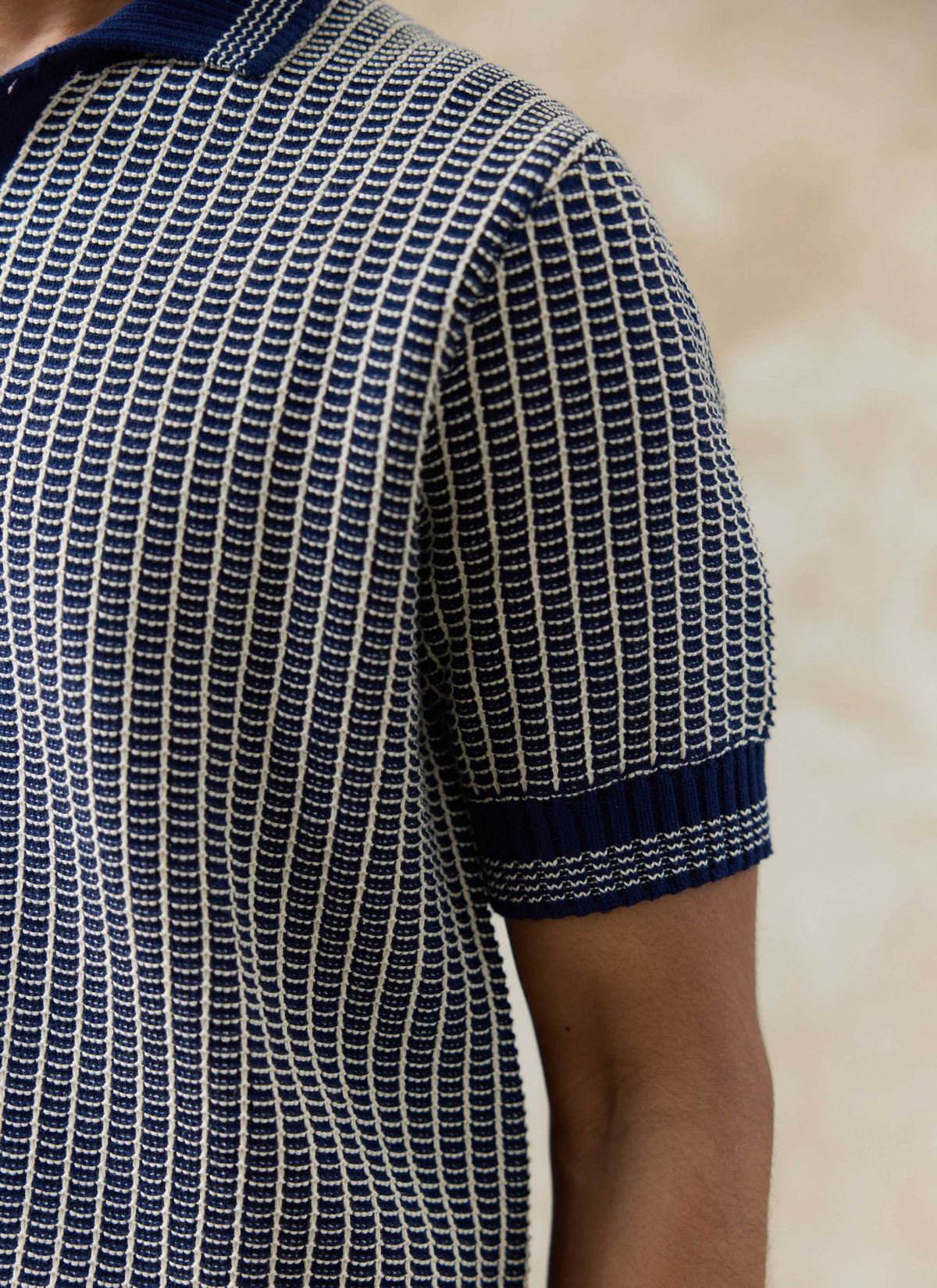Men's Knitted Polo Shirt: Claude - Cotton - Navy Blue | Percival Classic
