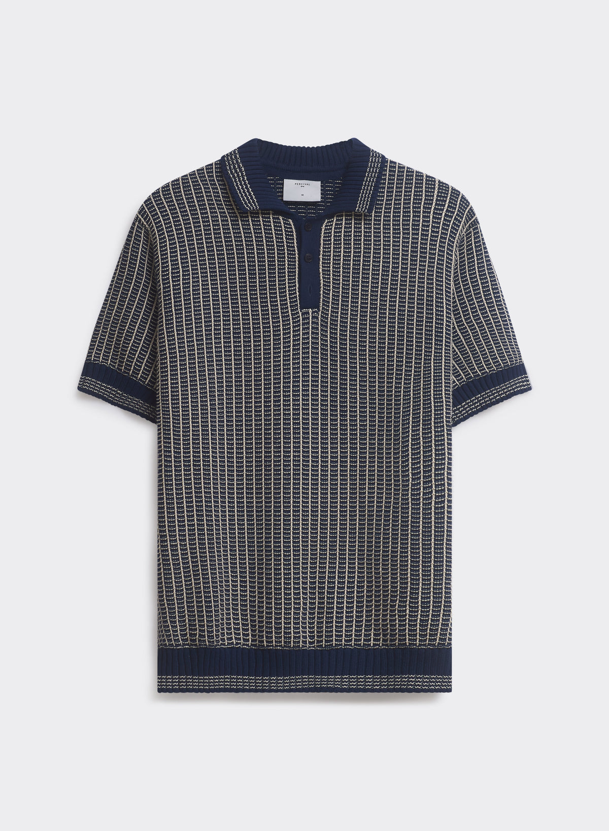 Men's Knitted Polo Shirt: Claude - Cotton - Navy Blue | Percival Classic