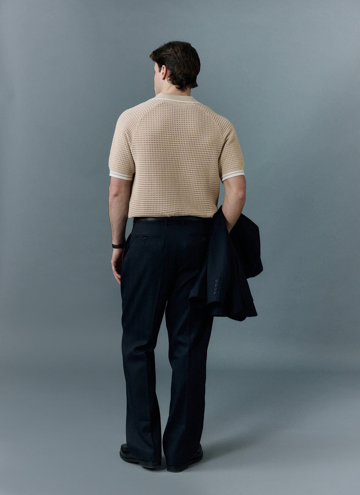 Men's Tennis Knit Polo Shirt - Cotton - Ecru Cream | Percival Sale