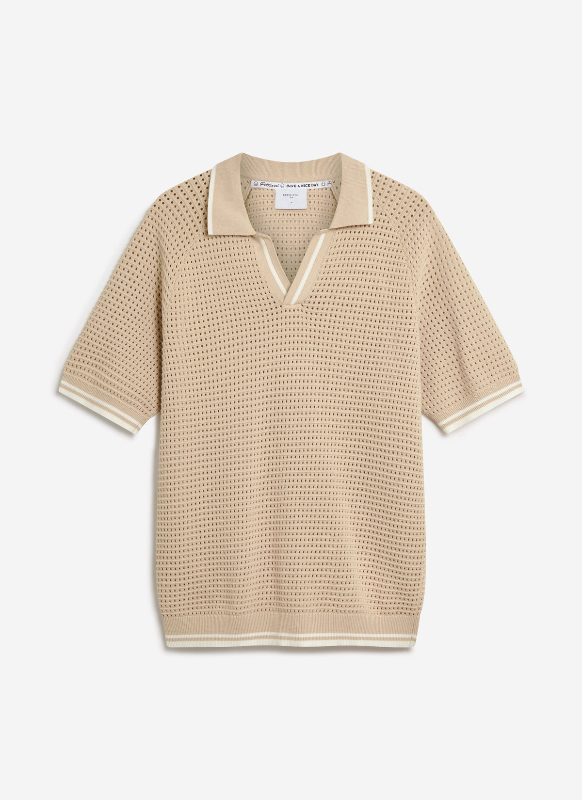Men's Tennis Knit Polo Shirt - Cotton - Ecru Cream | Percival Sale