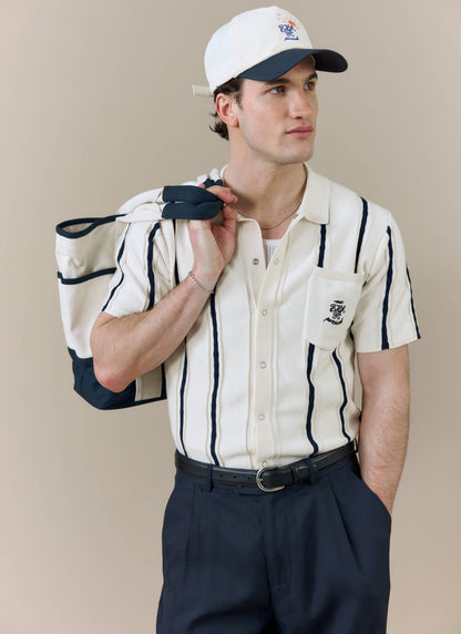 Men's Cable Stripe Knitted Shirt - Percival x Brighton & Hove Albion FC - White | Percival Signature