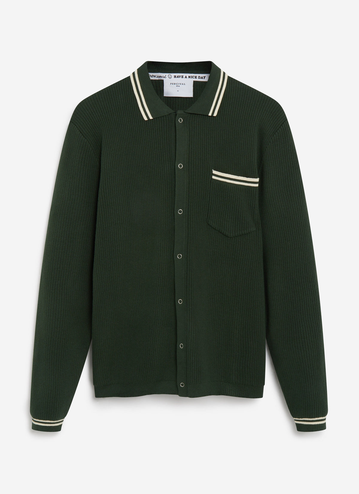 Men's Long Sleeve Knit Shirt - Pablo - Forest Green | Percival Sale