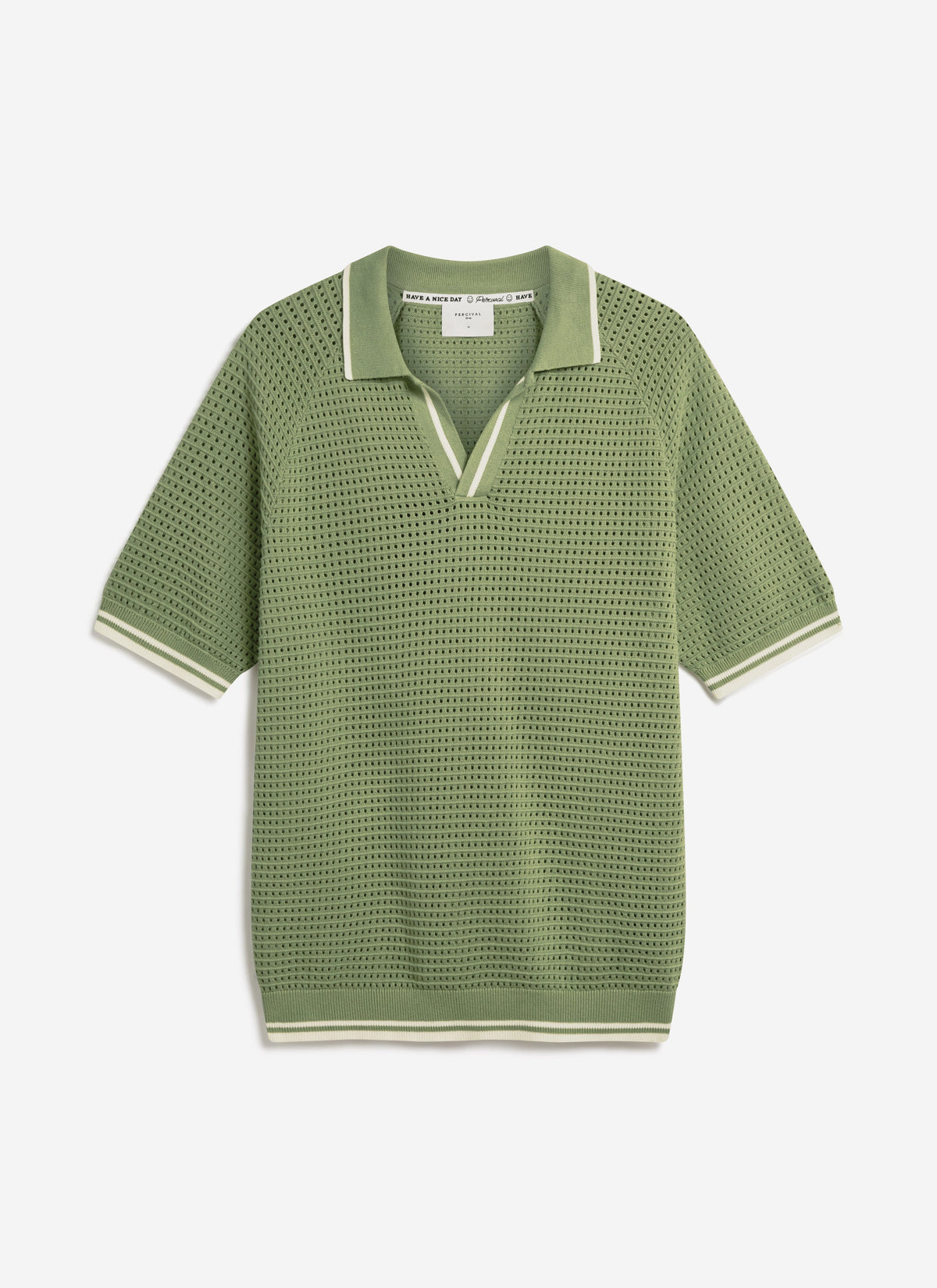 Men's Tennis Knit Polo Shirt - Cotton - Sage Green | Percival Special Offer