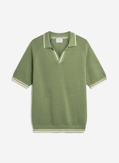 Men's Tennis Knit Polo Shirt - Cotton - Sage Green | Percival Special Offer