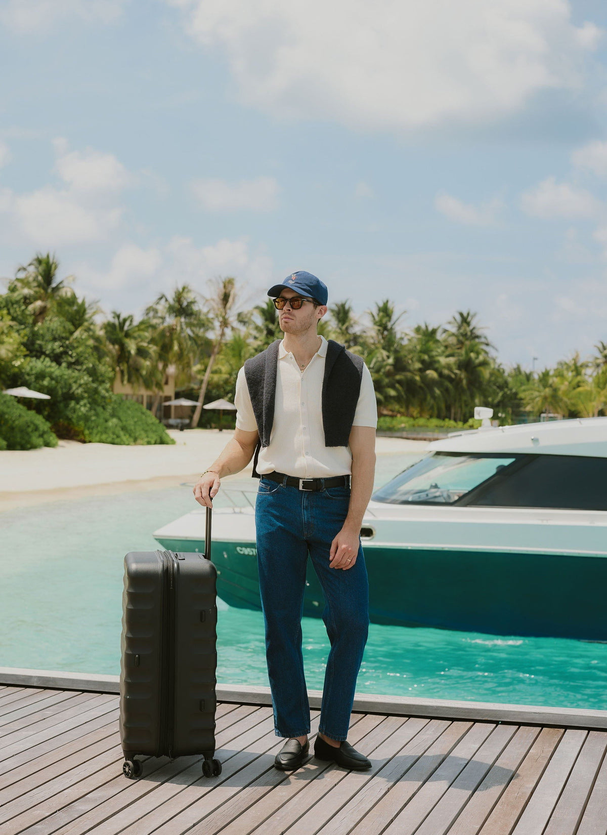 Men's Short Sleeve Knitted Shirt - Cuban Collar - Cream | Percival Essential