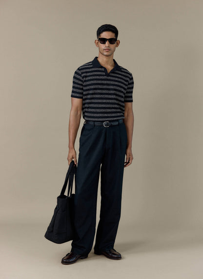 Men's Laurent Boxy Polo - Organic Cotton Blend - Black | Percival Popular