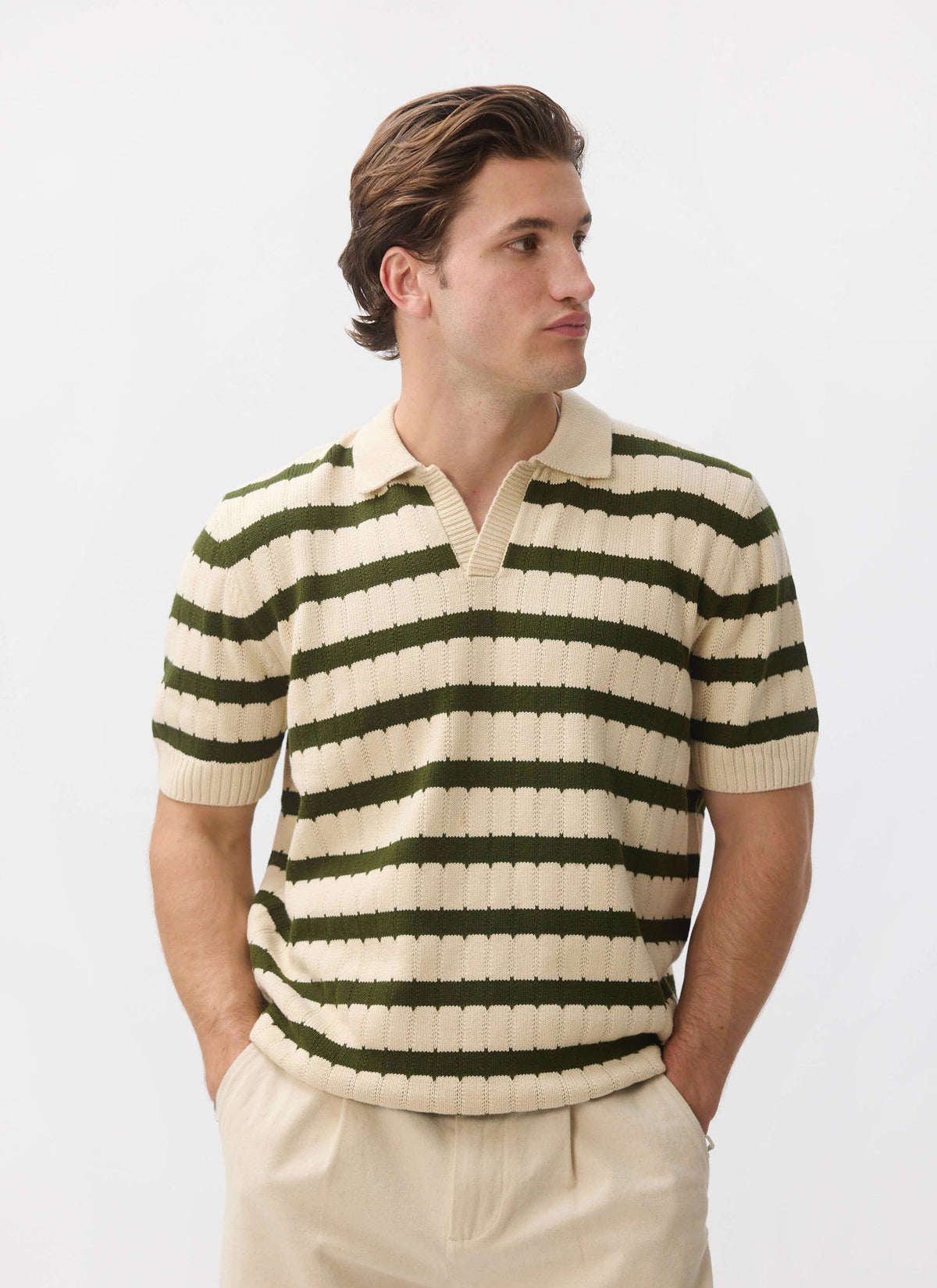 Stine Knitted Polo - Cotton - Cream | Percival Exclusive