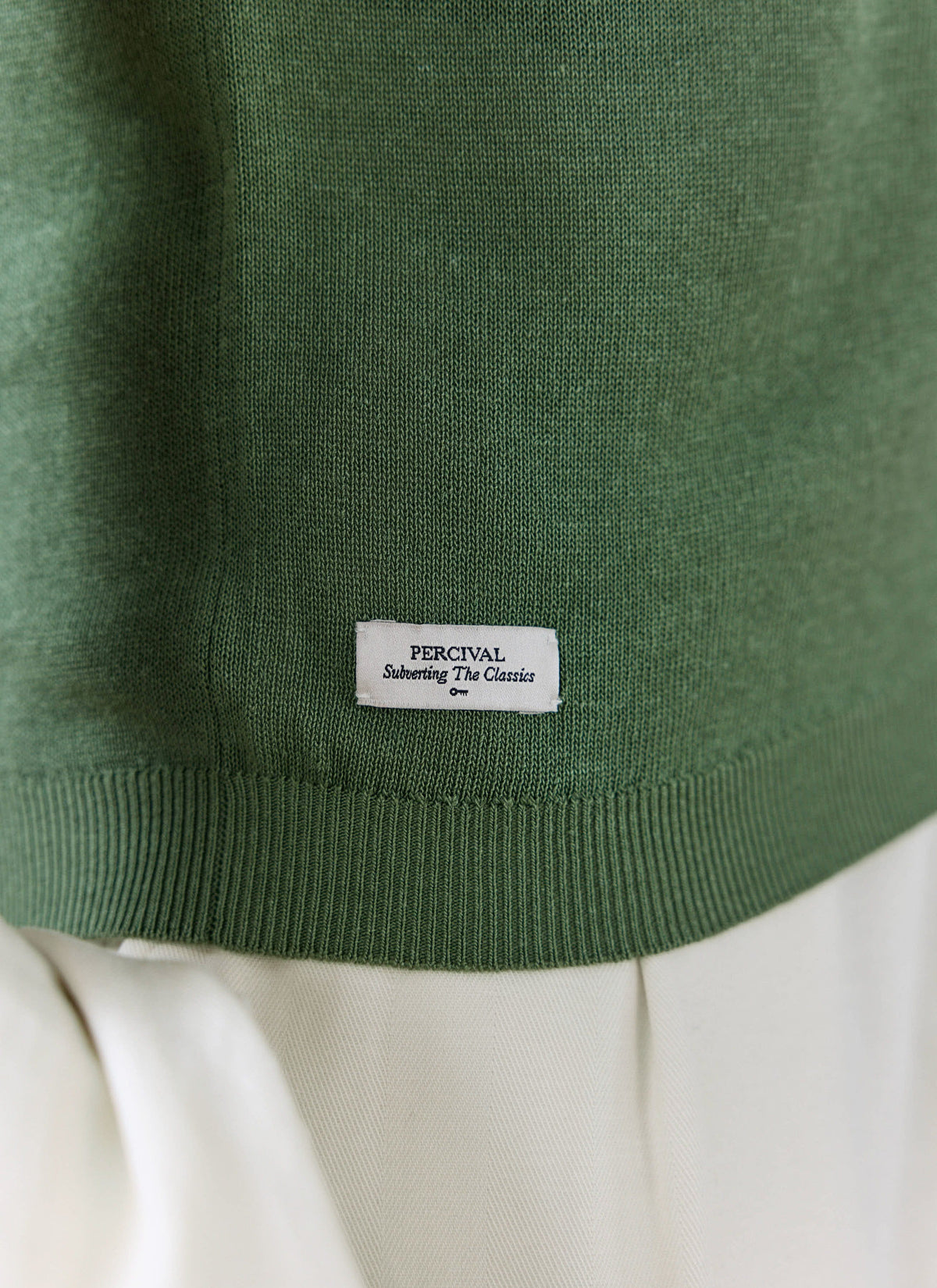 Men's Knitted Polo Shirt: Laurence - Open Collar - Forest Green | Percival Classic