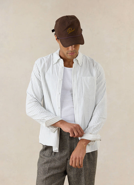 Men's Striped Oxford Shirt - Fabian - Cotton - White - Percival | Percival Quality